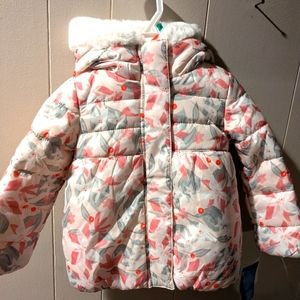 Floral Pink and Gray Puffer Jacket new with tags, kids size 2T
